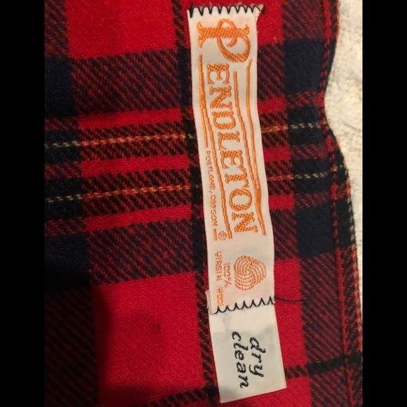 New Pendleton Red Tartan Virgin Wool Scarf 58X9”Winter Warm Plaid - Picture 2 of 3